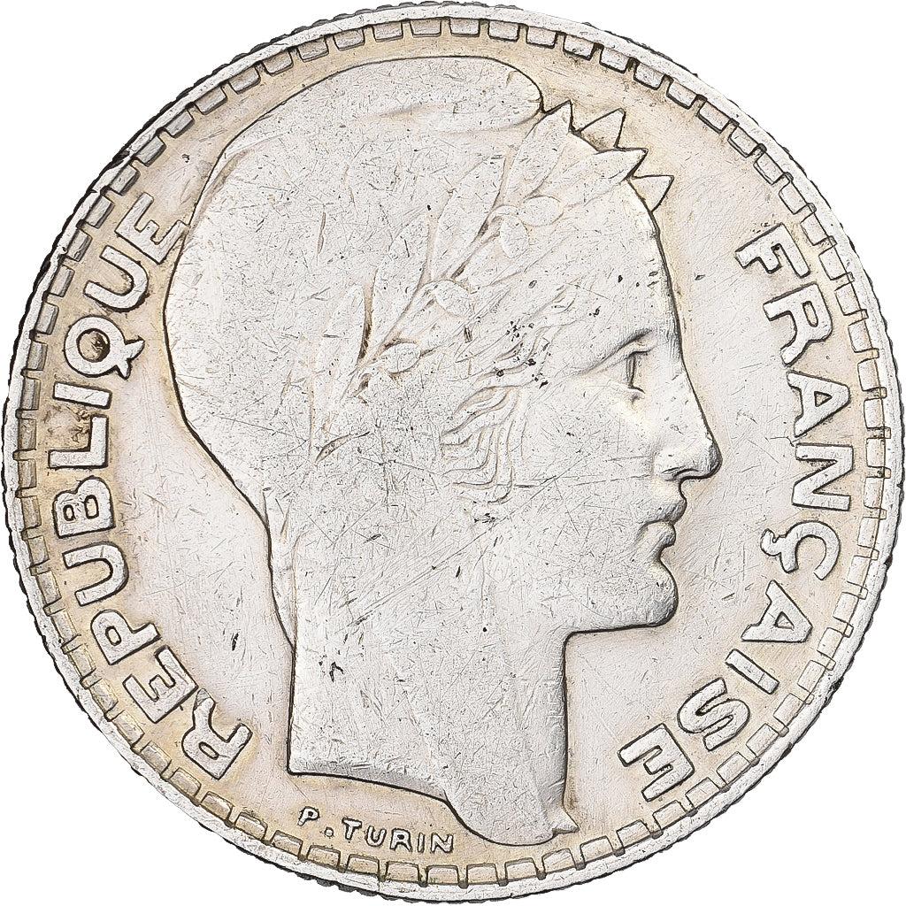 Frankrijk, 10 Francs, Turin, 1937, Paris, Rare, Zilver, ZF+, Gadoury:801, KM:878
