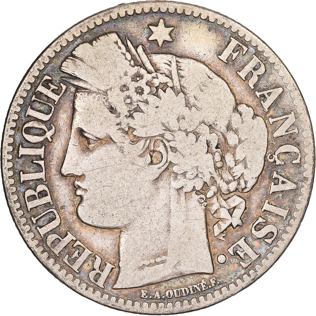 Francia, 2 Francs, Cérès, 1870, Paris, Argento, MB+, Gadoury:530, KM:817.1