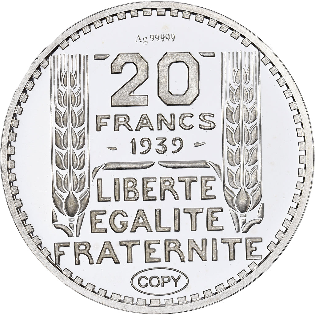 Frankrijk, 20 Francs, 1939, Zilver, Copy Silver, FDC