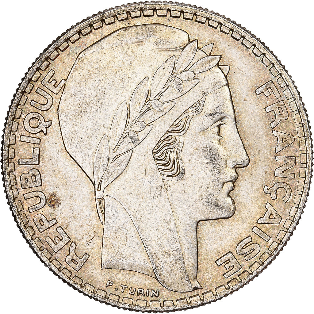France, 20 Francs, Turin, 1934, Paris, Silver, AU(55-58), Gadoury:852, KM:879