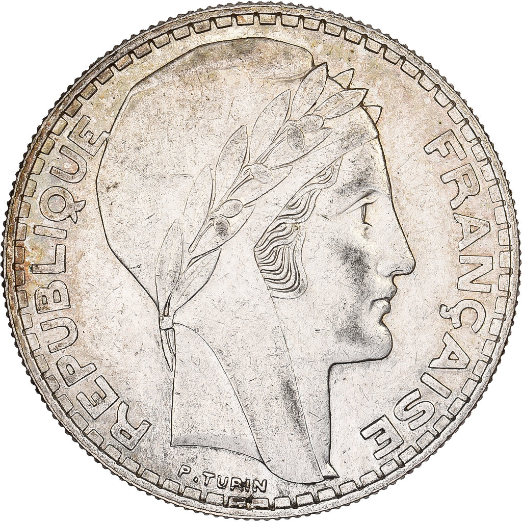 França, 20 Francs, Turin, 1934, Paris, Prata, AU(50-53), Gadoury:852, KM:879