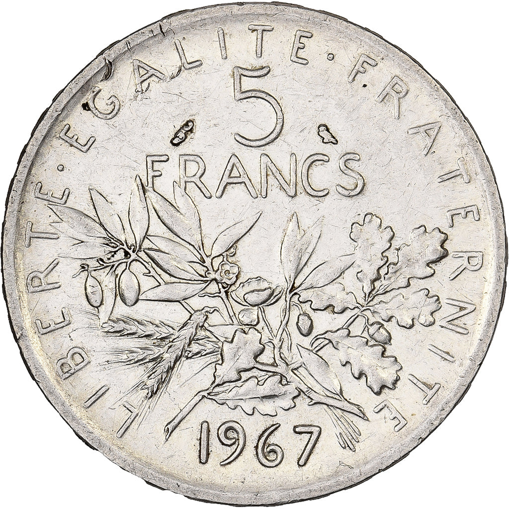 Frankreich, 5 Francs, Semeuse, 1967, Paris, Silber, SS+, Gadoury:770, KM:926