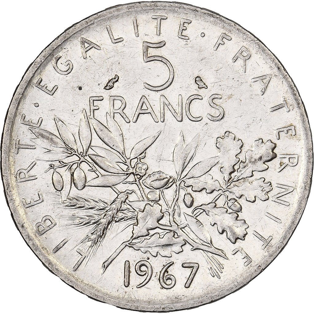 Francia, 5 Francs, Semeuse, 1967, Paris, Plata, MBC+, Gadoury:770, KM:926