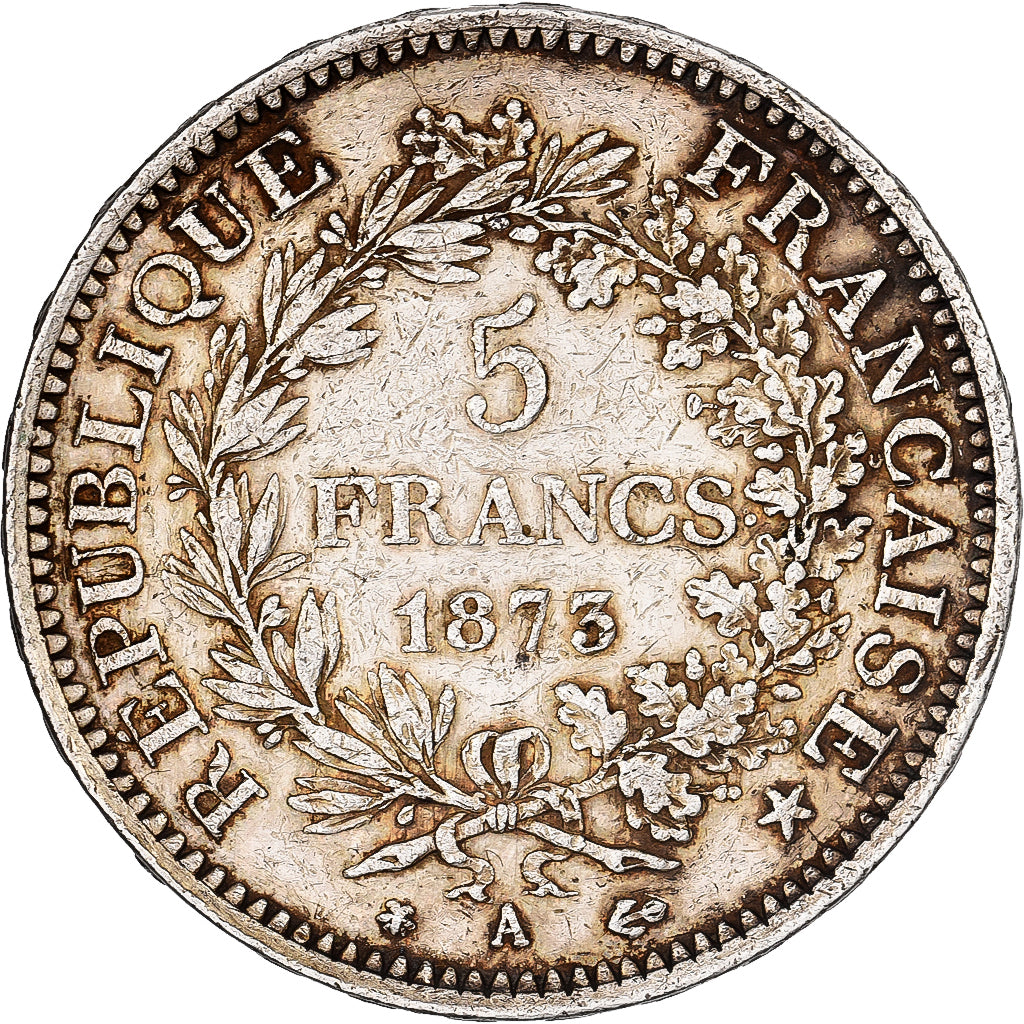 France, 5 Francs, Hercule, 1873, Paris, Silver, EF(40-45), Gadoury:745a