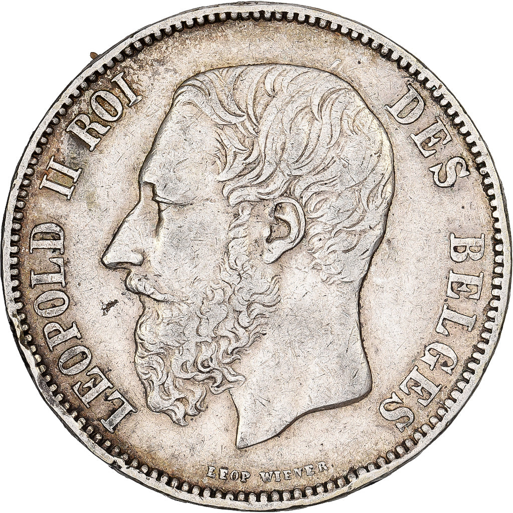 Belgien, Leopold II, 5 Francs, 5 Frank, 1871, Brussels, Silber, SS, KM:24