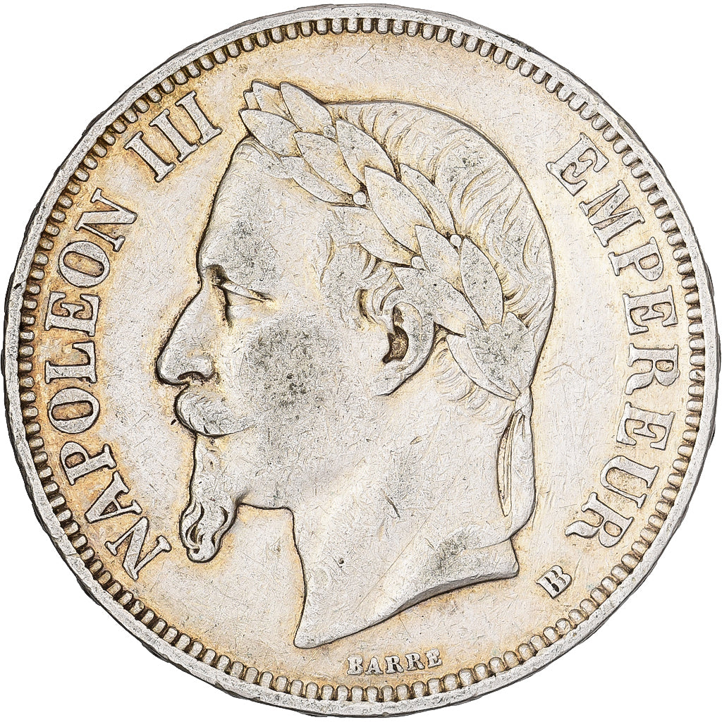 France, Napoléon III, 5 Francs, 1868, Strasbourg, Argent, TTB, Gadoury:739