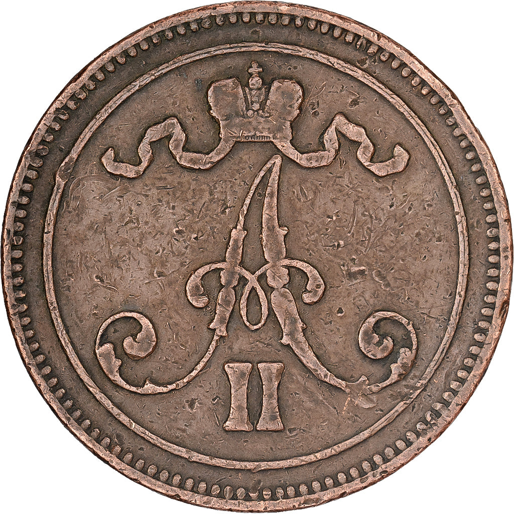 Finlandia, Alexander II, 10 Pennia, 1867, Rame, BB, KM:5.1