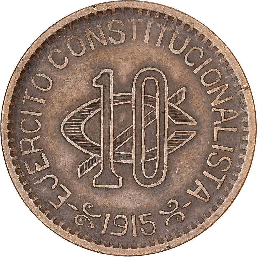 Messico, CHIHUAHUA, 10 Centavos, 1915, Mexico City, Rame, BB, KM:615