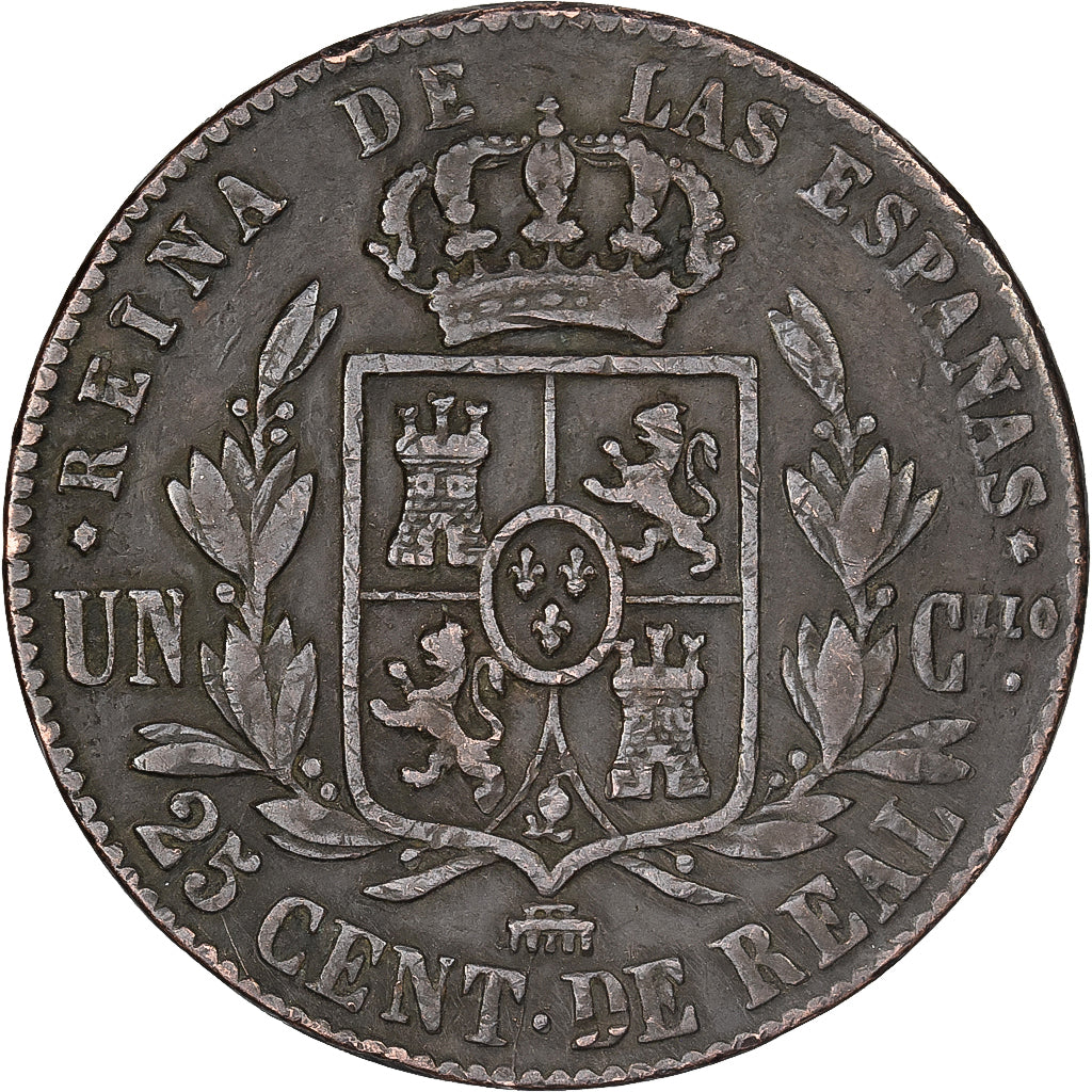 Spain, Isabel II, 25 Centimos, 1862, Segovia, Copper, EF(40-45), KM:615.2