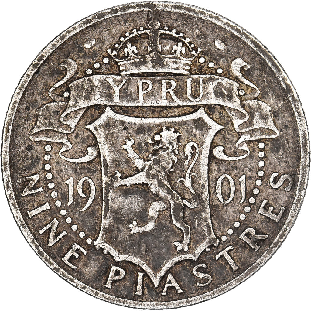 Cyprus, Victoria, 9 Piastres, 1901, Silver, VF(20-25), KM:6