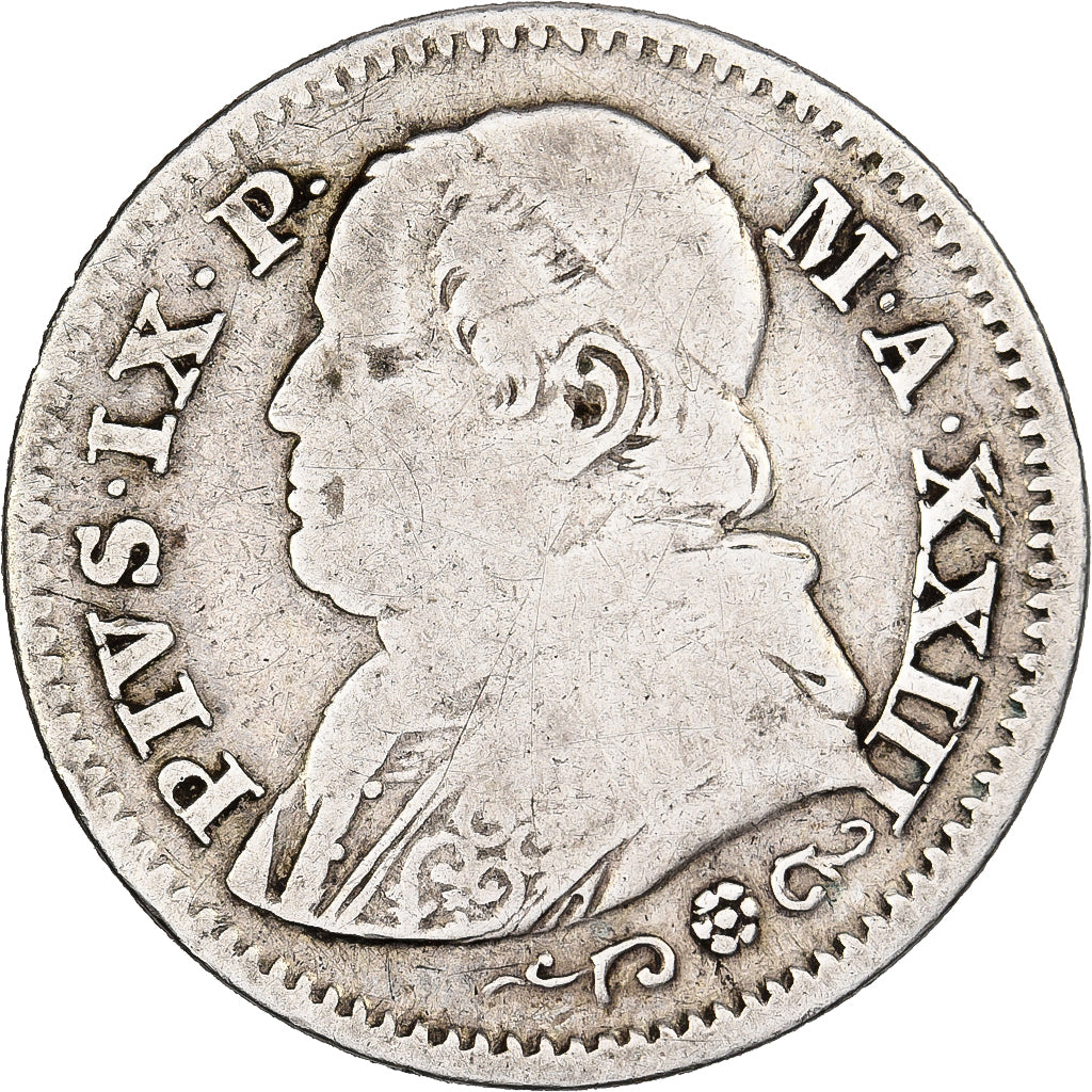 CITTÀ DEL VATICANO, PAPAL STATES, Pius IX, 10 Soldi, 50 Centesimi, 1858, Rome