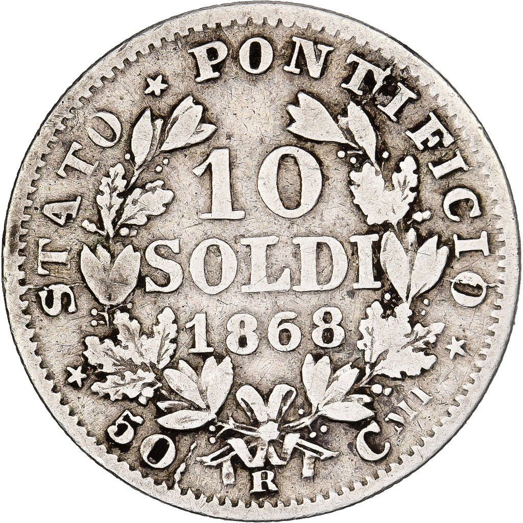 CITTÀ DEL VATICANO, PAPAL STATES, Pius IX, 10 Soldi, 50 Centesimi, 1858, Rome