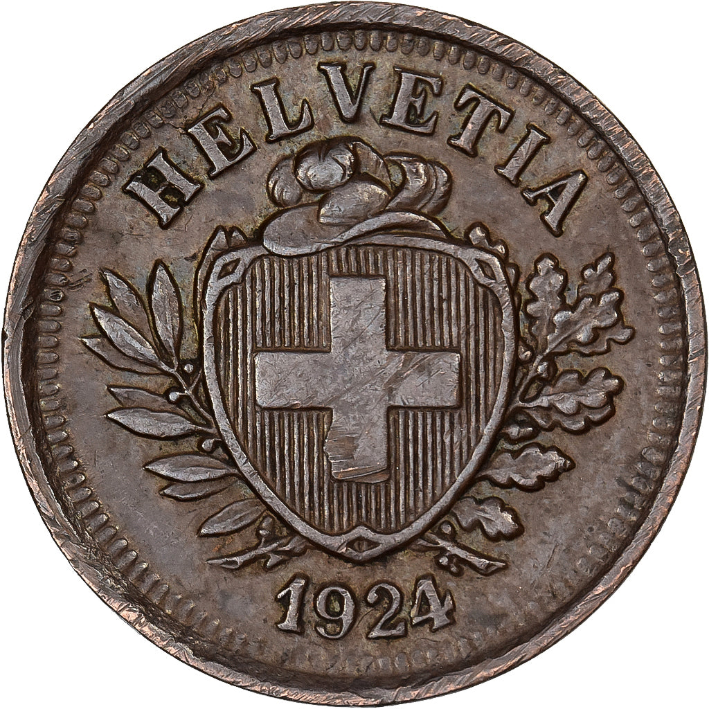 Zwitserland, Rappen, 1924, Bern, Bronzen, ZF+, KM:3.2