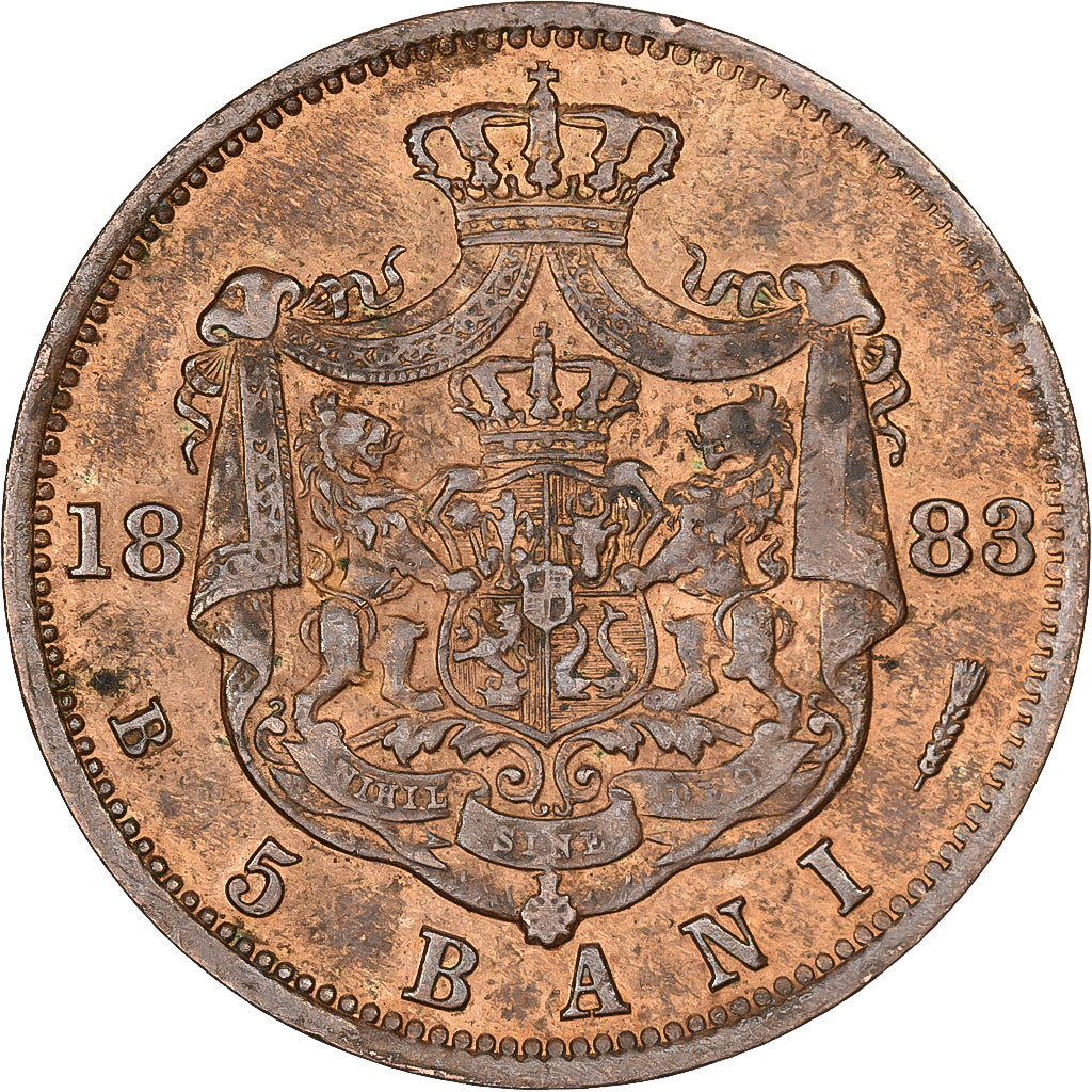 Romania, Carol I, 5 Bani, 1883, Bucharest, Copper, AU(50-53), KM:19