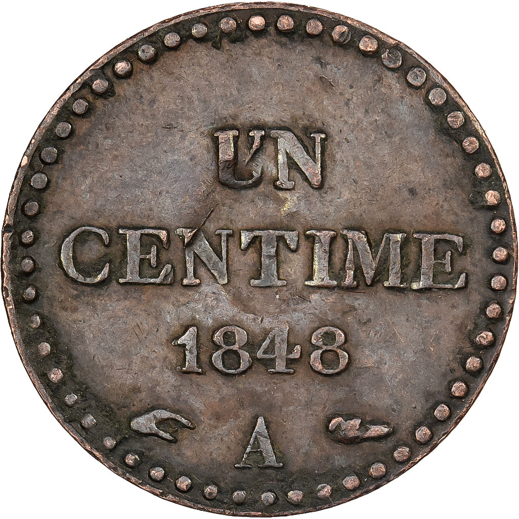 Frankreich, Centime, Dupré, 1848, Paris, Bronze, SS, Gadoury:84, KM:754