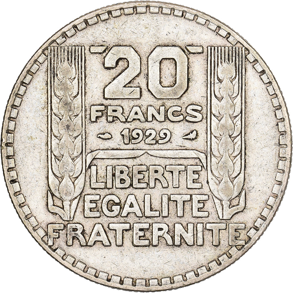 Frankrijk, 20 Francs, Turin, 1929, Paris, Zilver, ZF, Gadoury:852, KM:879