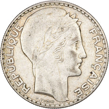 France, 20 Francs, Turin, 1933, Paris, Rameaux longs, Silver, AU(50-53)