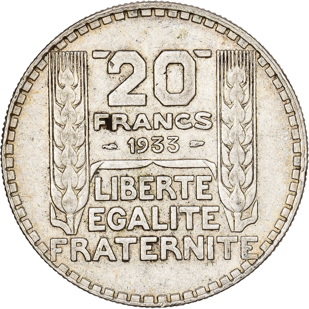 Francia, 20 Francs, Turin, 1933, Paris, Rameaux longs, Argento, BB+