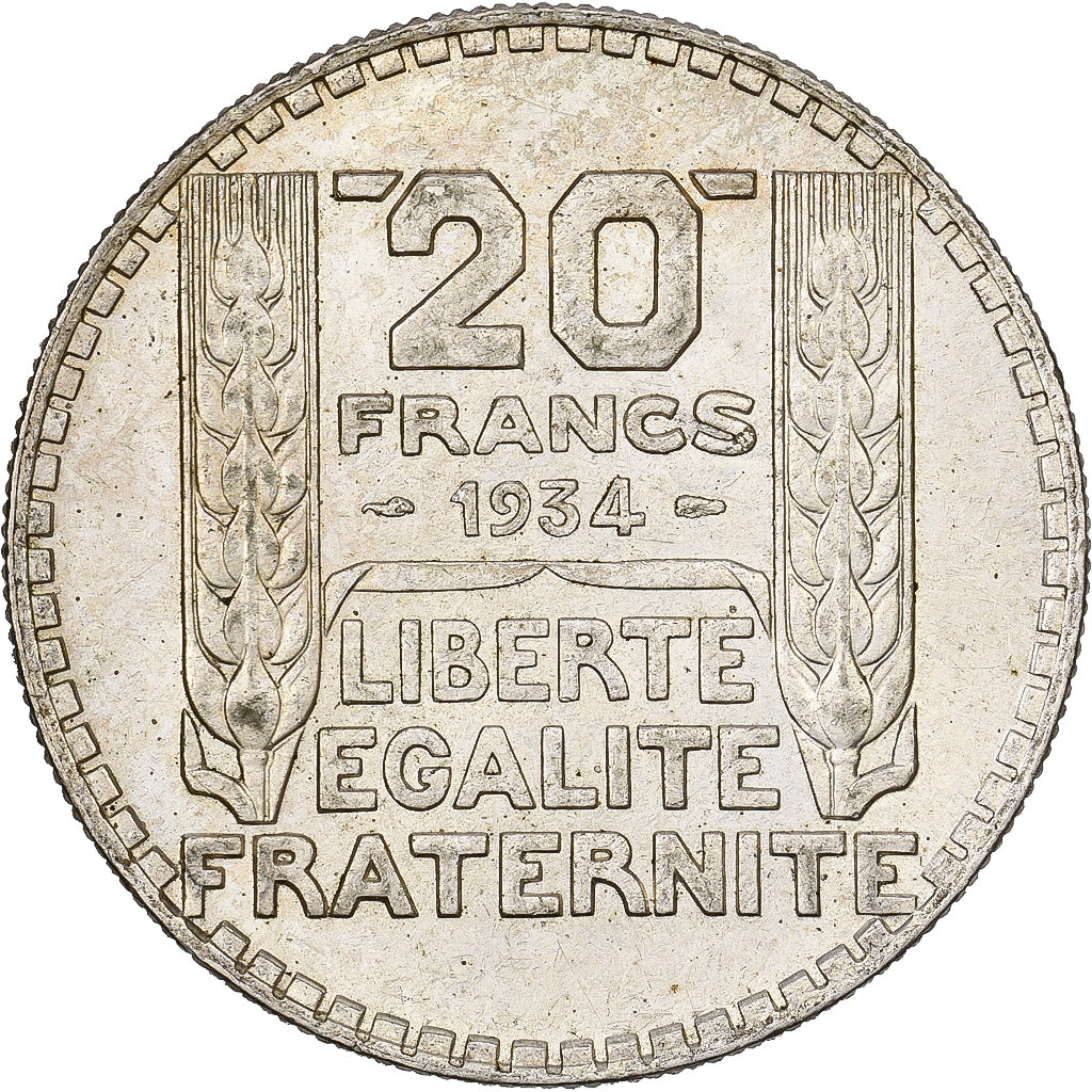 Frankreich, 20 Francs, Turin, 1934, Paris, Silber, VZ, Gadoury:852, KM:879