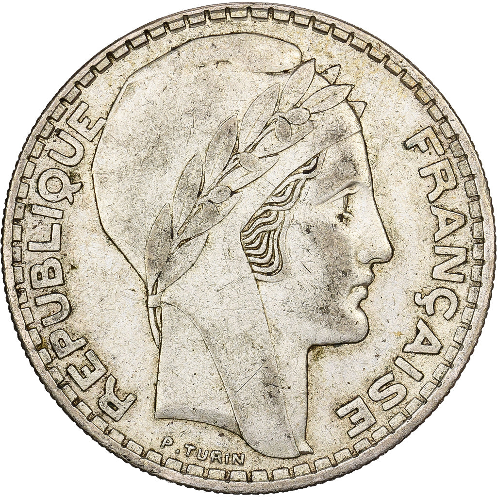 Francia, 20 Francs, Turin, 1938, Paris, Plata, MBC+, Gadoury:852, KM:879