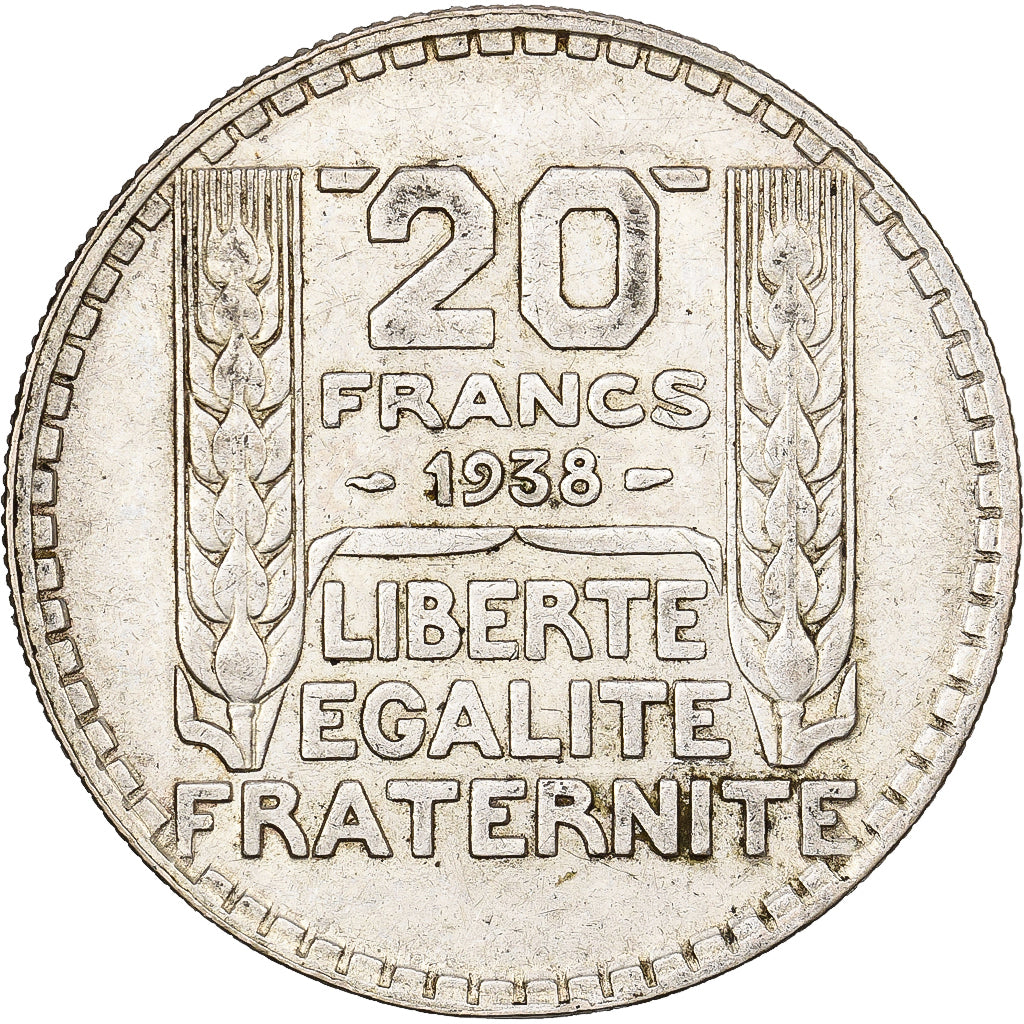 Francia, 20 Francs, Turin, 1938, Paris, Plata, MBC+, Gadoury:852, KM:879