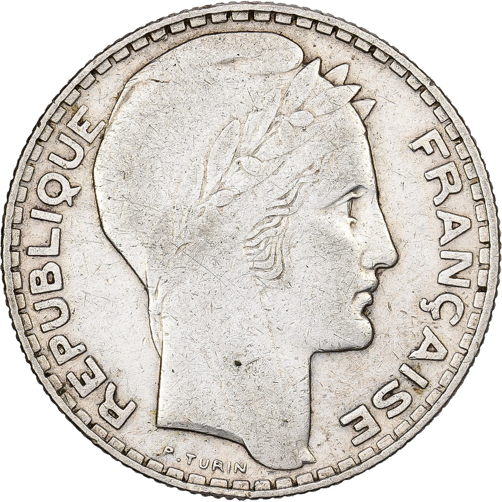 France, 10 Francs, Turin, 1934, Paris, Silver, EF(40-45), Gadoury:801, KM:878
