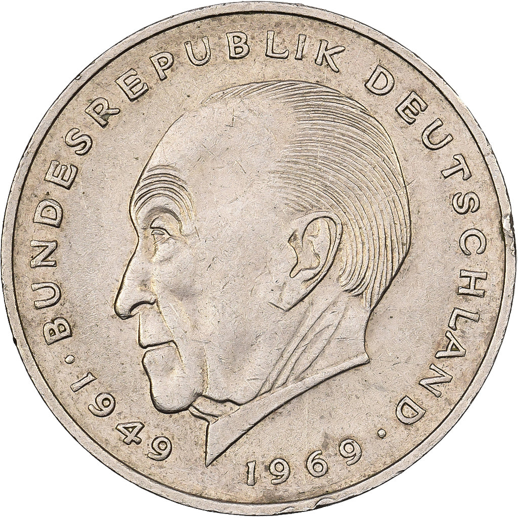 Niemcy - RFN, 2 Mark, 1969, Karlsruhe, Miedź-Nikiel niklowany, EF(40-45)