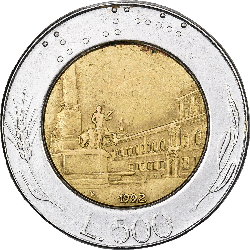 Italy, 500 Lire, 1992, Rome, Bi-Metallic, AU(50-53), KM:111