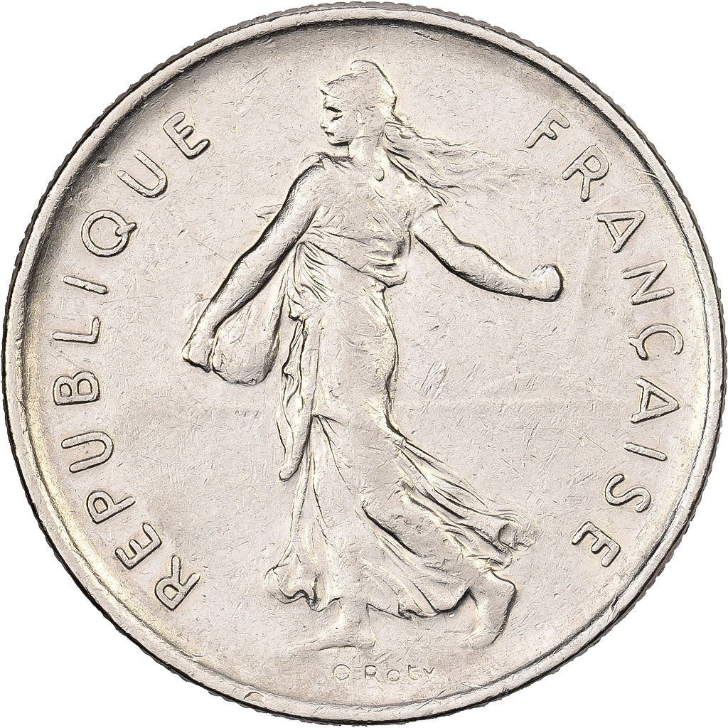 Frankrijk, 5 Francs, Semeuse, 1970, Paris, Nickel Clad Copper-Nickel, ZF+