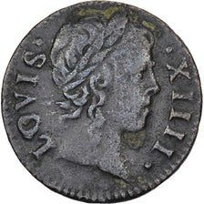Francia, Louis XIV, Denier Tournois, 1649, Paris, Rame, BB, Gadoury:70