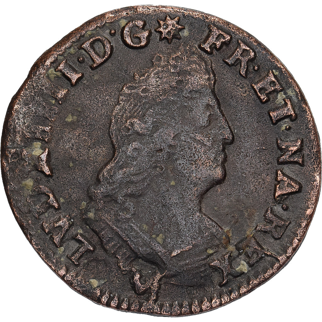 Frankreich, Louis XIV, 2 Deniers, Deux deniers de Strasbourg, 1708, Strasbourg