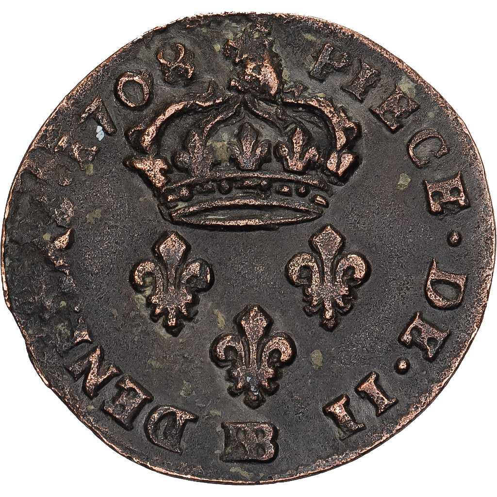 Frankreich, Louis XIV, 2 Deniers, Deux deniers de Strasbourg, 1708, Strasbourg