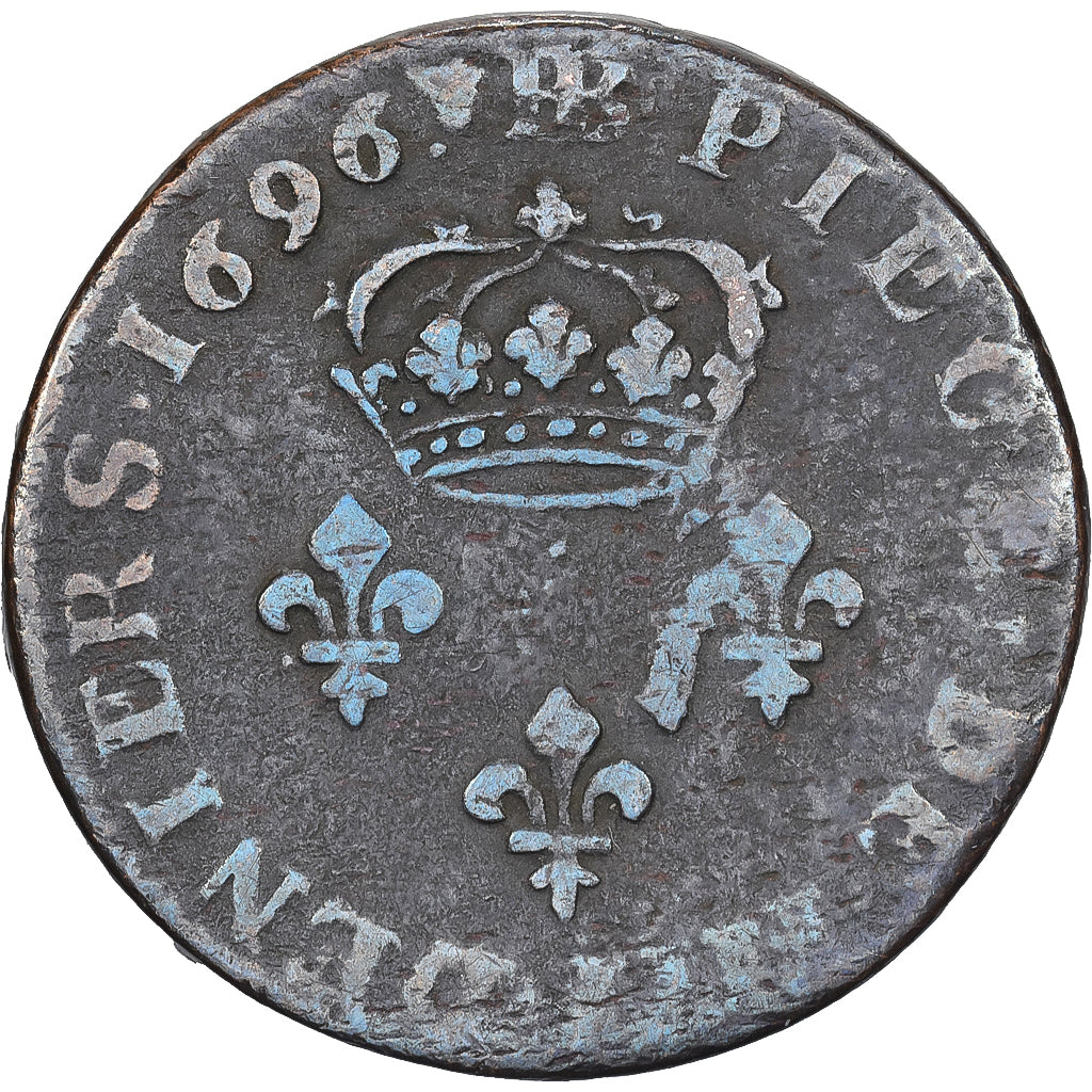 Frankreich, Louis XIV, Quatre deniers de Strasbourg, 1696, Strasbourg, Kupfer