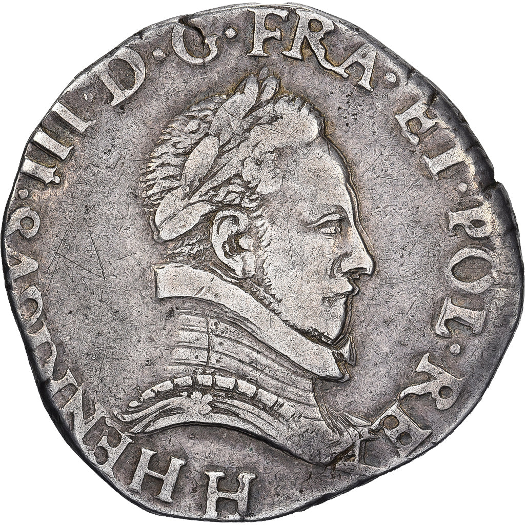 France, Henri III, Teston, 4e type au col plat, 1576, La Rochelle, Argent, TTB