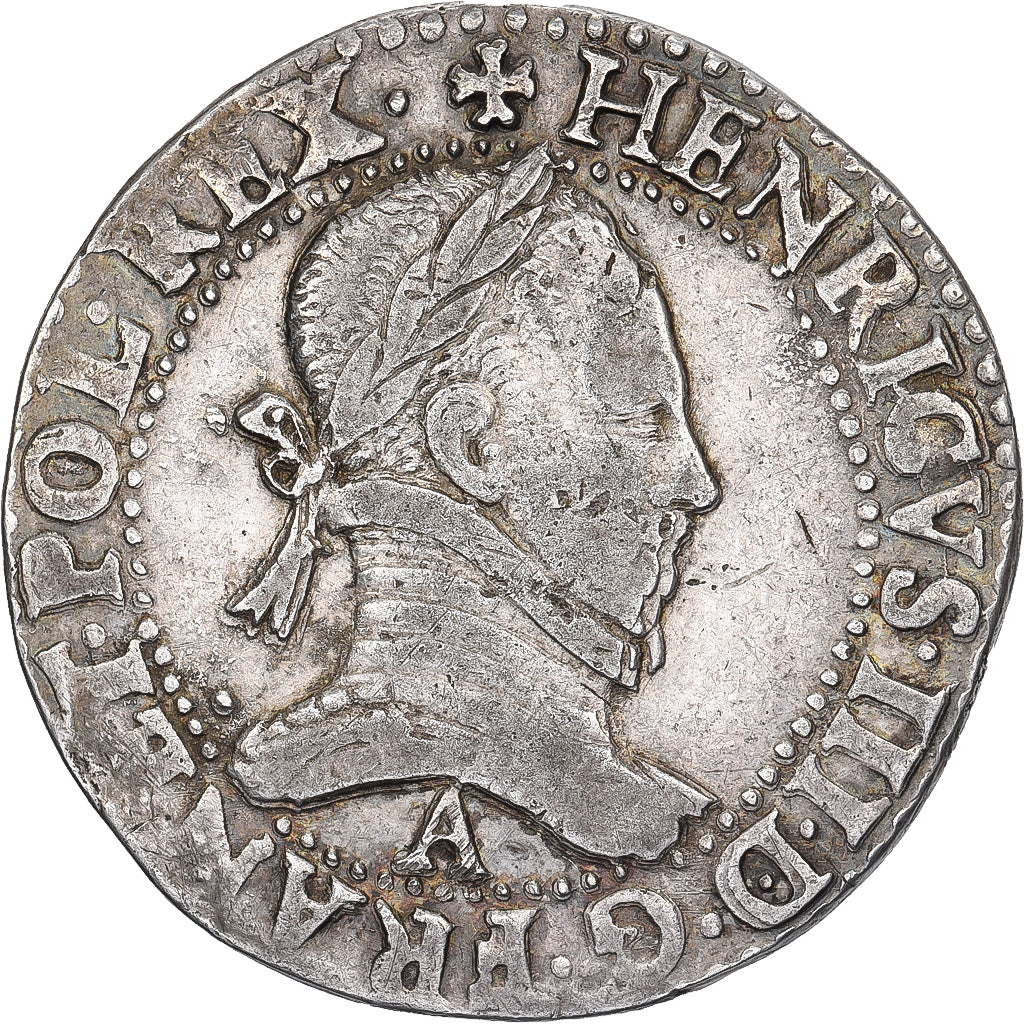 França, Henri III, Franc au Col Plat, 1582, Paris, Prata, EF(40-45)