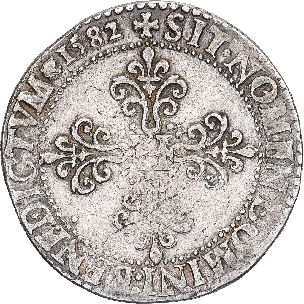 França, Henri III, Franc au Col Plat, 1582, Paris, Prata, EF(40-45)