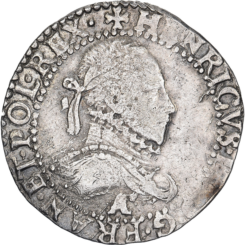 Frankrijk, Henri III, 1/2 franc au col gaufré, 1587, Paris, Zilver, ZF