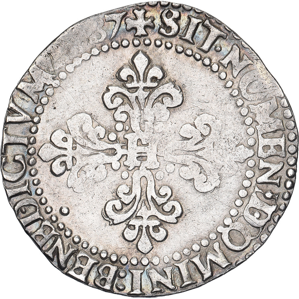 Frankrijk, Henri III, 1/2 franc au col gaufré, 1587, Paris, Zilver, ZF