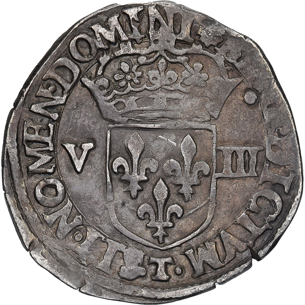 Frankrijk, Henri III, 1/8e Ecu, croix aux bras fleurdelisés de face, 1580