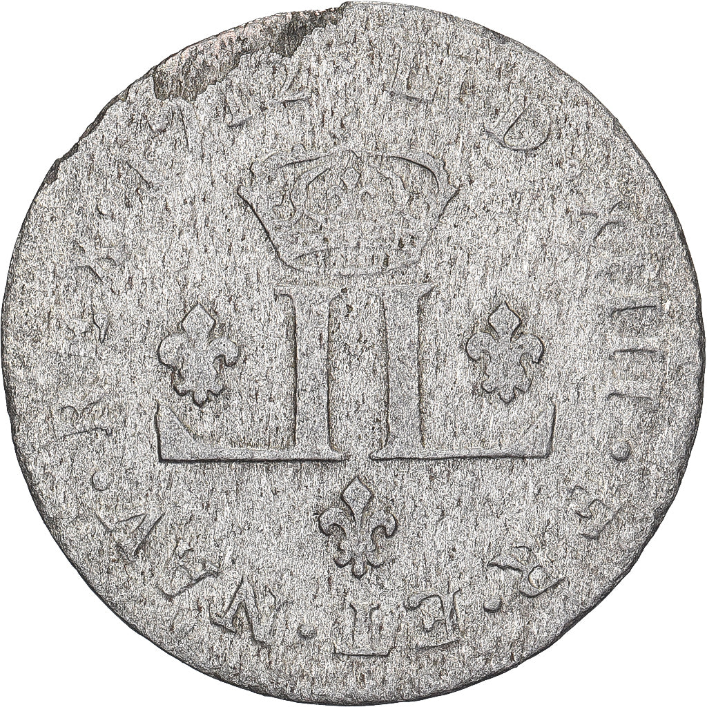 Francia, Louis XIV, XXX Deniers aux 2 L couronnés, 1712, Lyon, Vellón, BC+