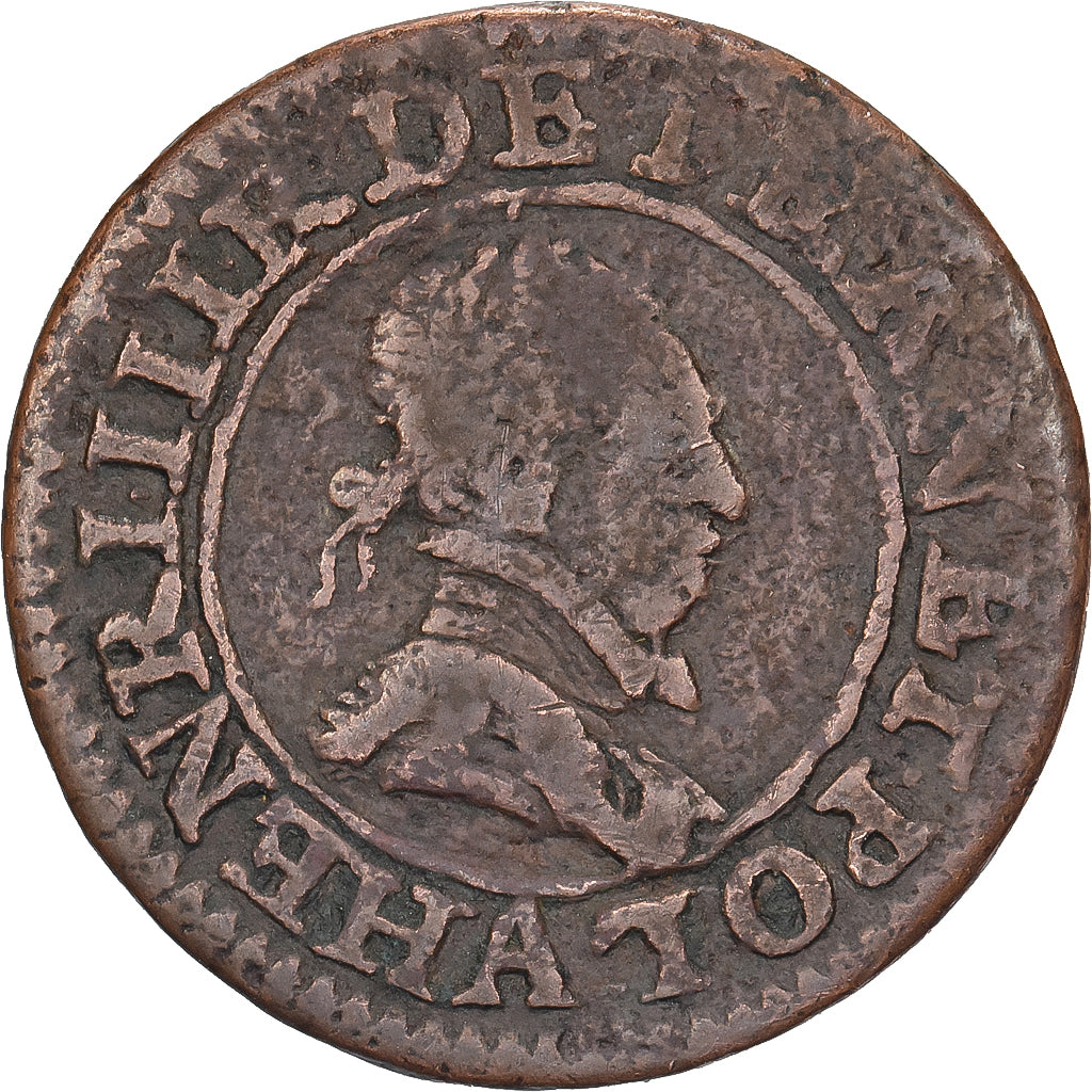 Francja, Henri III, Double tournois, buste à droite; au col plat, 1589, Paris