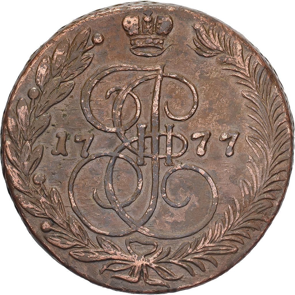 Russia, Catherine II, 5 Kopeks, 1777, Ekaterinbourg, Copper, EF(40-45), KM:59.3