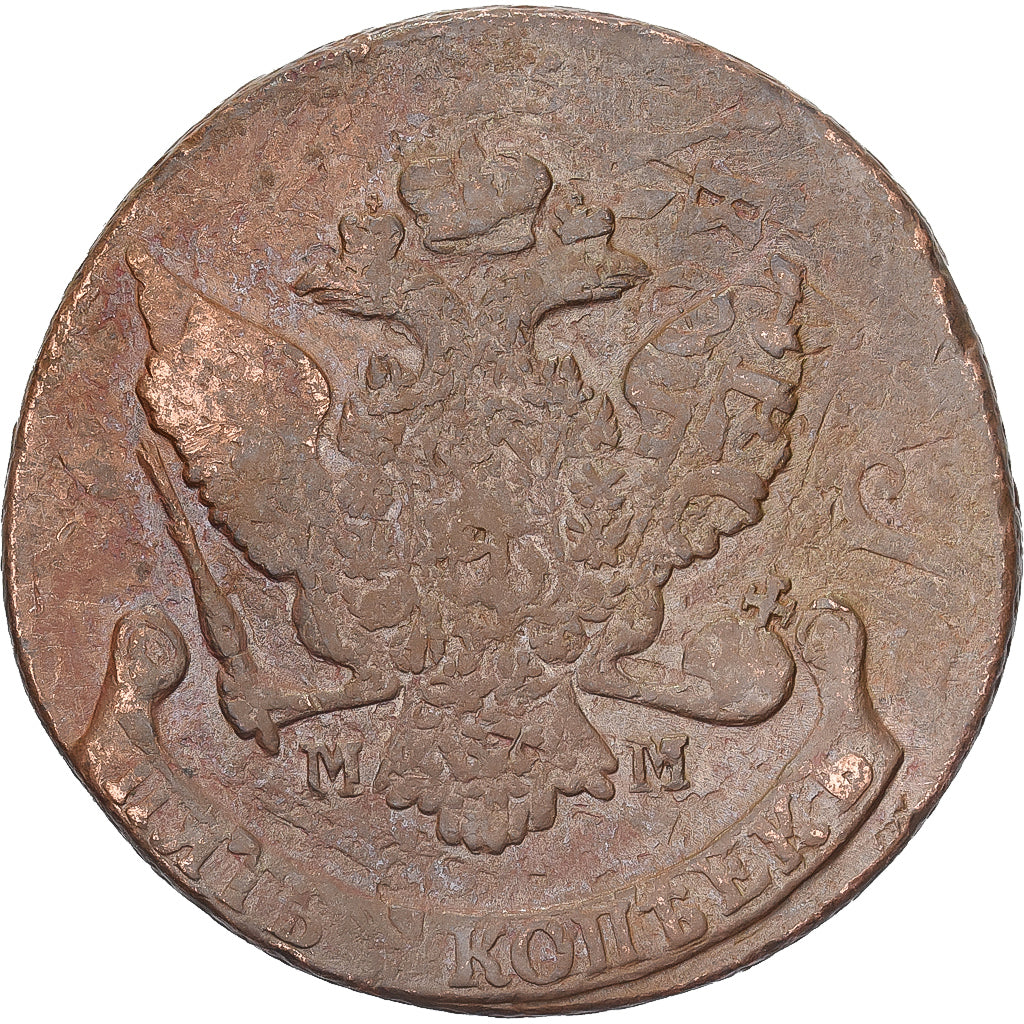 Rússia, Catherine II, 5 Kopeks, 1788, Moscow, Cobre, VF(30-35), KM:59.6