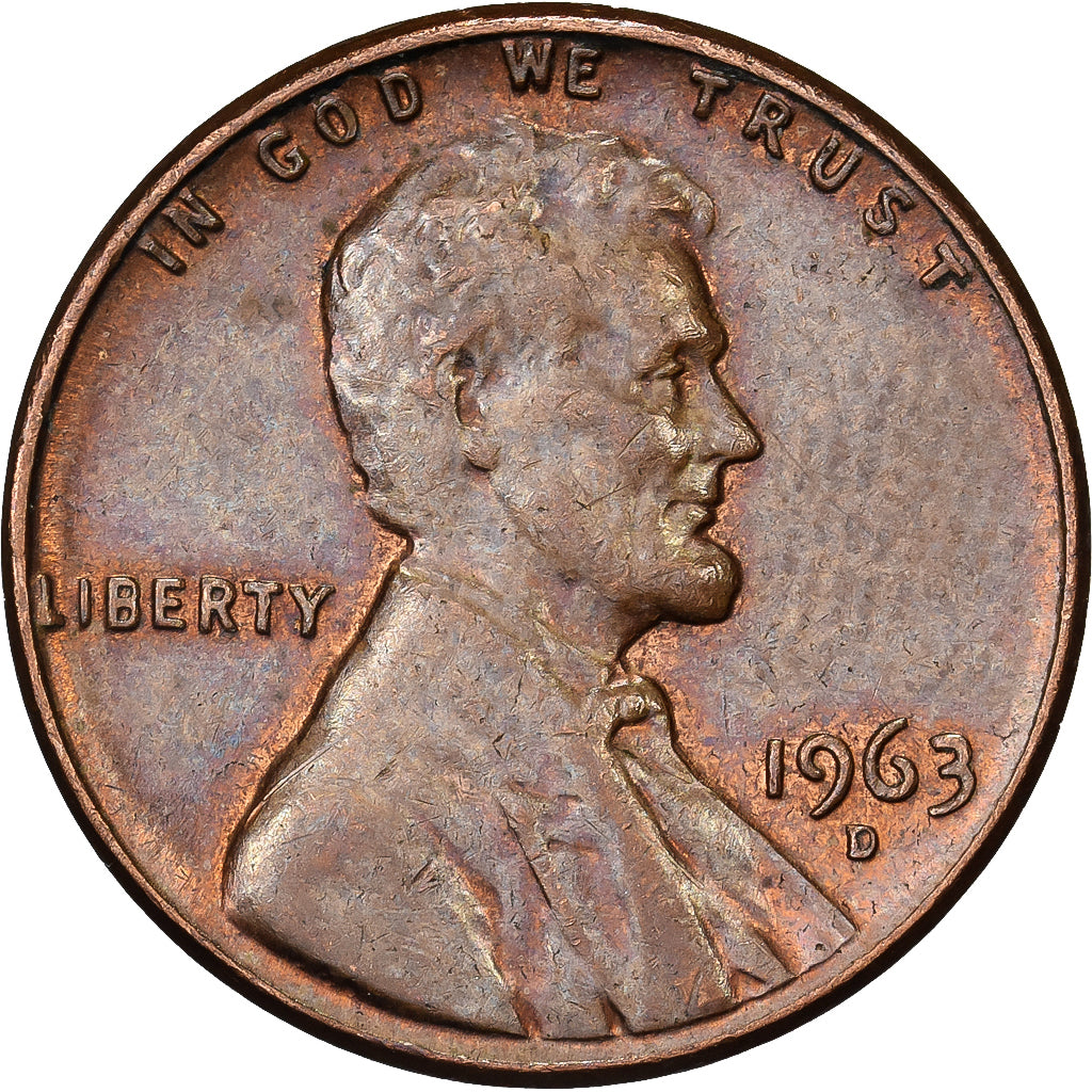 United States, Cent, Lincoln, 1963, U.S. Mint, Brass, AU(50-53), KM:201