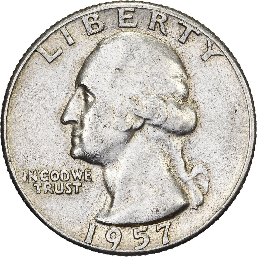 USA, Quarter, Washington, 1957, U.S. Mint, Srebro, AU(50-53), KM:164