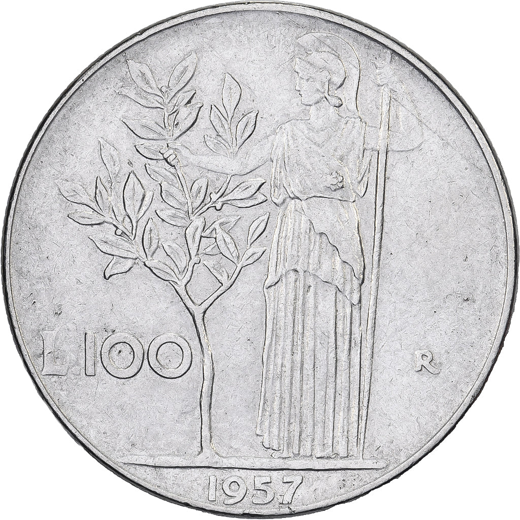 Italie, 100 Lire, 1957, Rome, Acier inoxydable, TTB, KM:96.1
