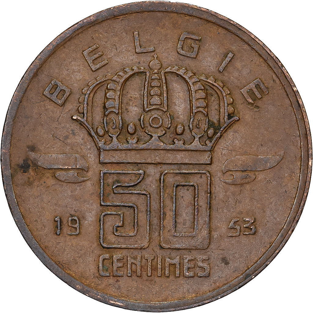 Belgique, Baudouin I, 50 Centimes, 1953, Bruxelles, Bronze, TTB, KM:145