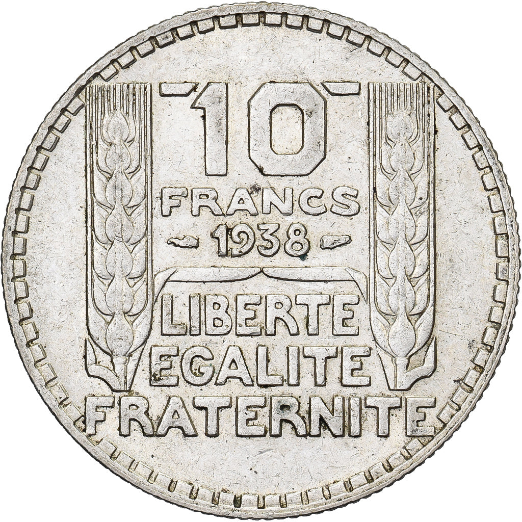 Francja, 10 Francs, Turin, 1938, Paris, Srebro, AU(50-53), Gadoury:801, KM:878