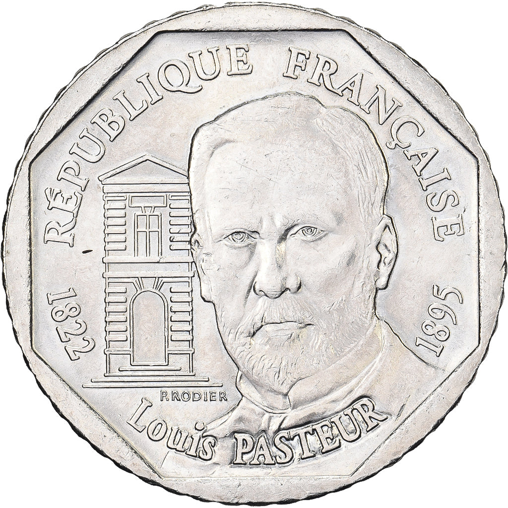 Frankrijk, 2 Francs, Pasteur, 1995, Paris, Nickel, ZF+, Gadoury:549, KM:1119
