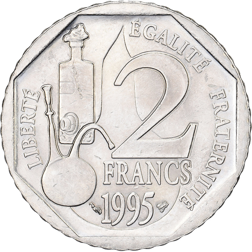 Frankrijk, 2 Francs, Pasteur, 1995, Paris, Nickel, ZF+, Gadoury:549, KM:1119